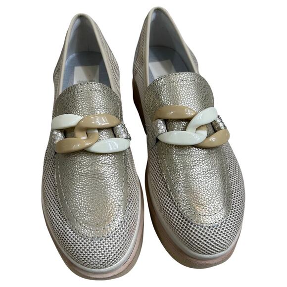 dolce vita Jhenee Platform Sneaker Size 7.5 Gold & Cream Mesh Sides - Picture 2 of 8